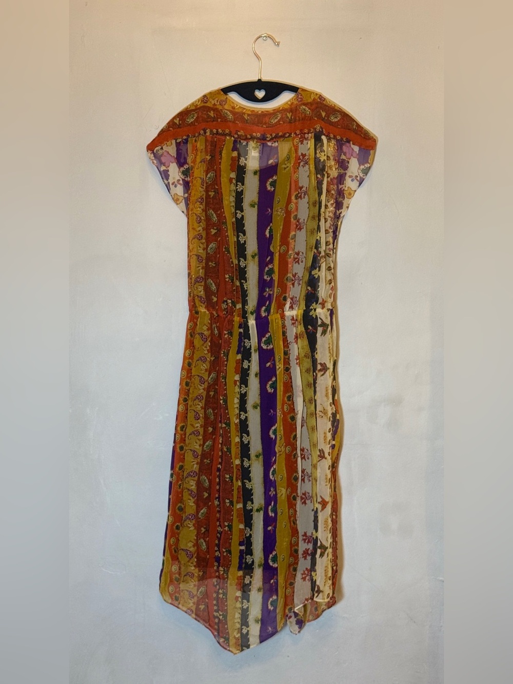 Diane von Furstenberg Silk Metallic Striped Floral Wrap Dress - Picture 2 of 2
